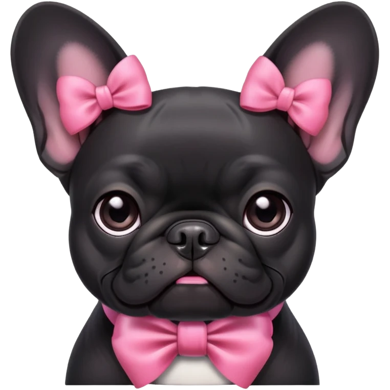 Fekete francia bulldog rózsaszín masnival emoji