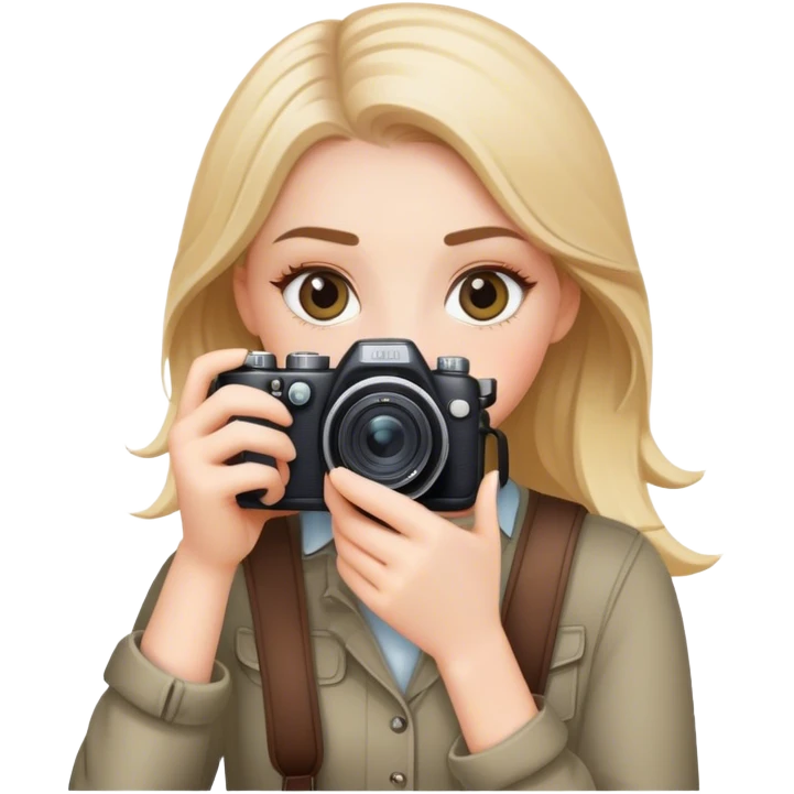 white girl photographer with her camera emoji