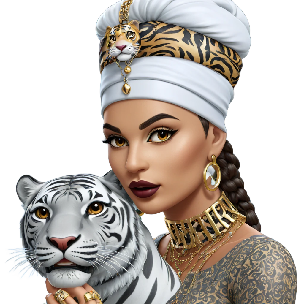 girl with tiger and jewelry emoji