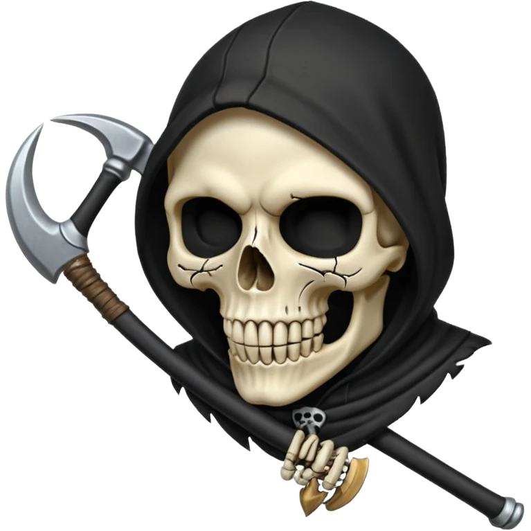 zoomed black hood skull scythe emoji