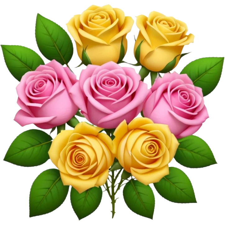 A bouquet of flowers, composed of pink roses and yellow roses. emoji