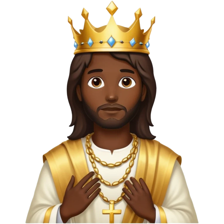 Dark skin christ Jesus gold crown in heaven emoji