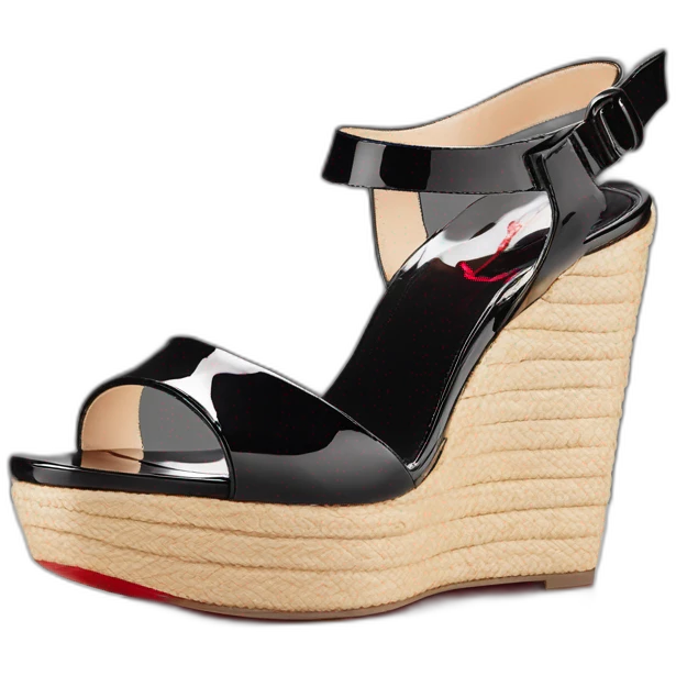 Platform wedges black patent louboutin sandal emoji