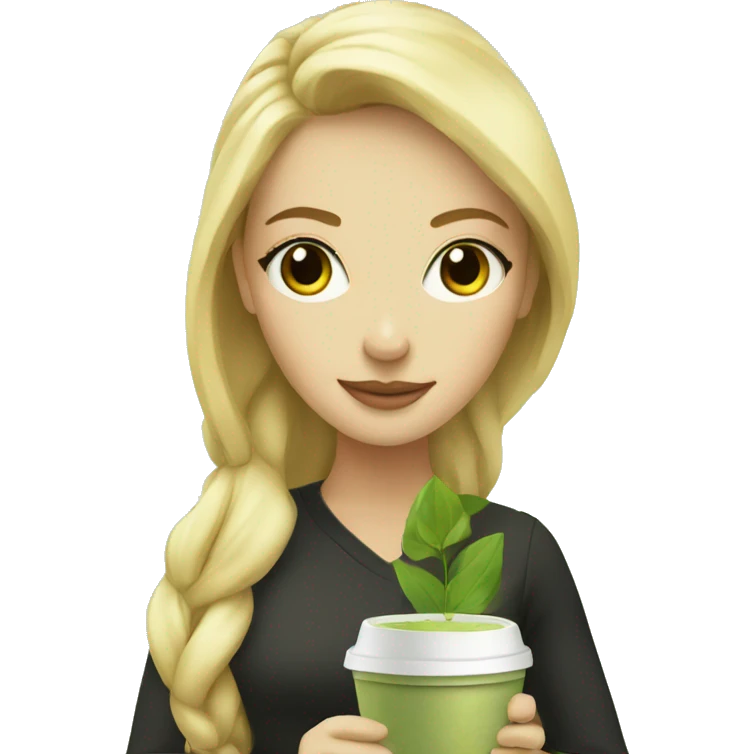 Blonde Women with a Matcha Cup emoji