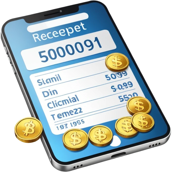 digital receipt with coins emoji