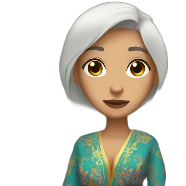 A woman wearing the morrocan kaftan stressing out with people around her emoji
