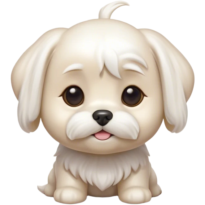 Cinematic Cute Maltese Portrait Emoji, Head tilted playfully and inquisitively, featuring a luxurious, silky white coat with a healthy sheen, round, sparkling dark eyes filled with curiosity, Simplified yet irresistibly adorable features, highly detailed, glowing with a warm, friendly glow, high shine, affectionate and lively, stylized with a touch of whimsy, bright and endearing, soft glowing outline, capturing the essence of a mischievous yet loving companion, so playful it feels like it could scamper out of the screen and into your arms! emoji