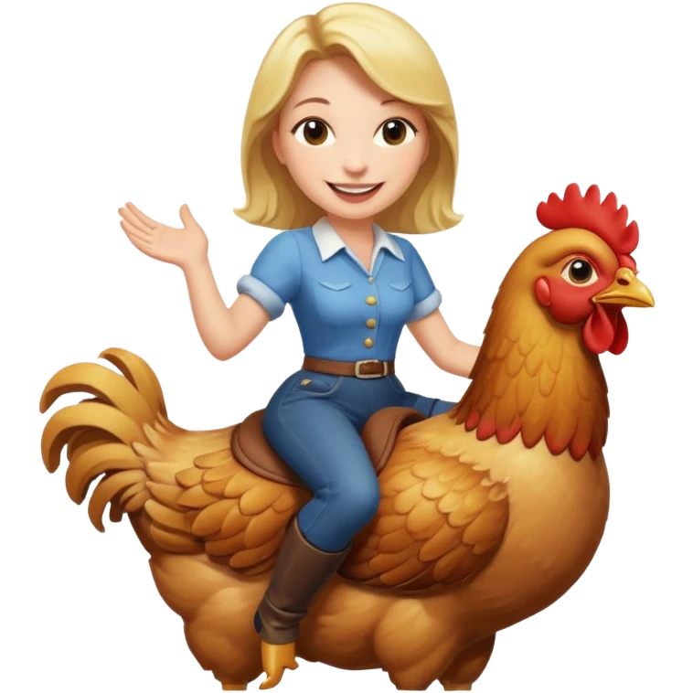 White woman  on chicken emoji