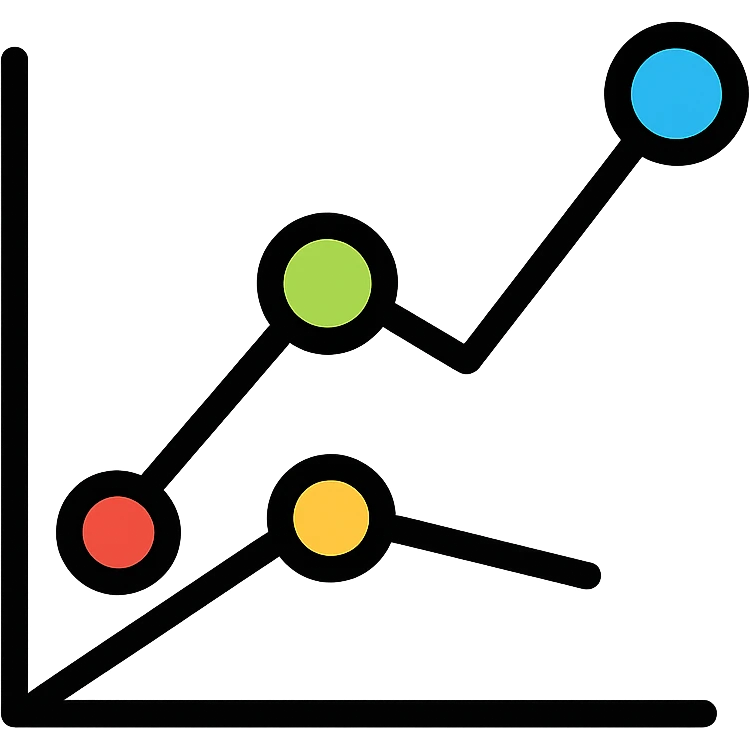 simple graph icon with colored lines and dots emoji