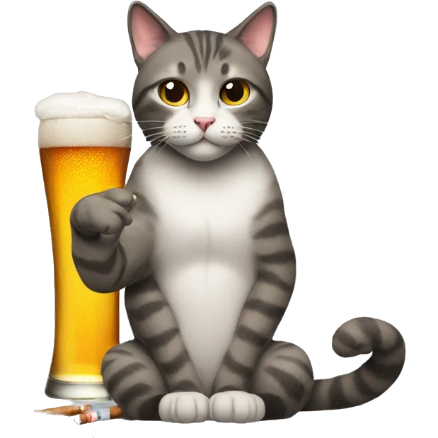 cat with beer and cigarets emoji