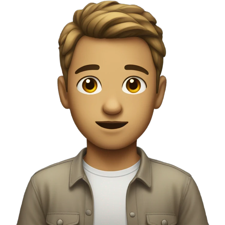 shirted boy gazing at viewer emoji