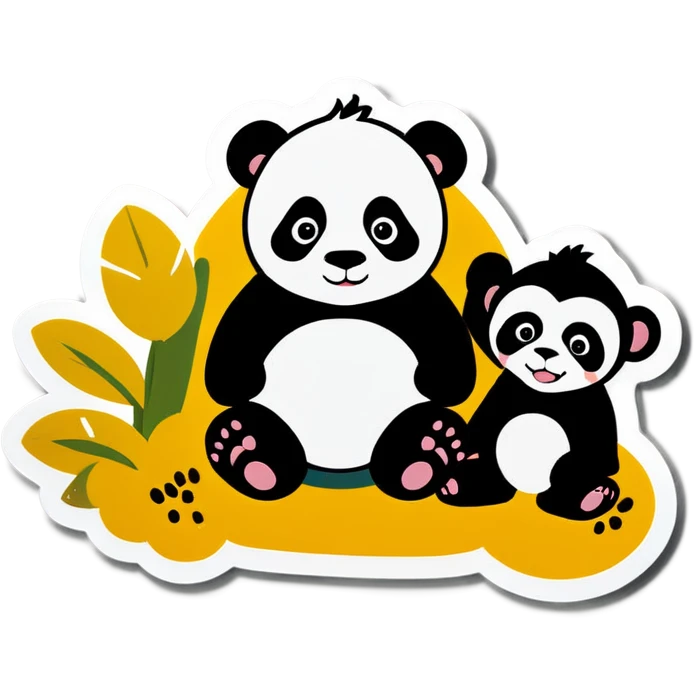 Panda and monkey had baby emoji