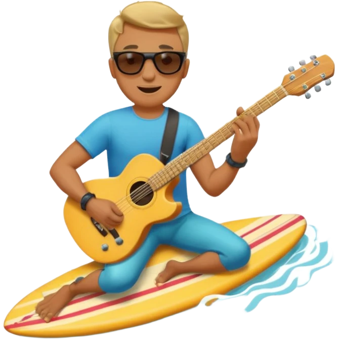 a man ride guitar as a surfboard emoji