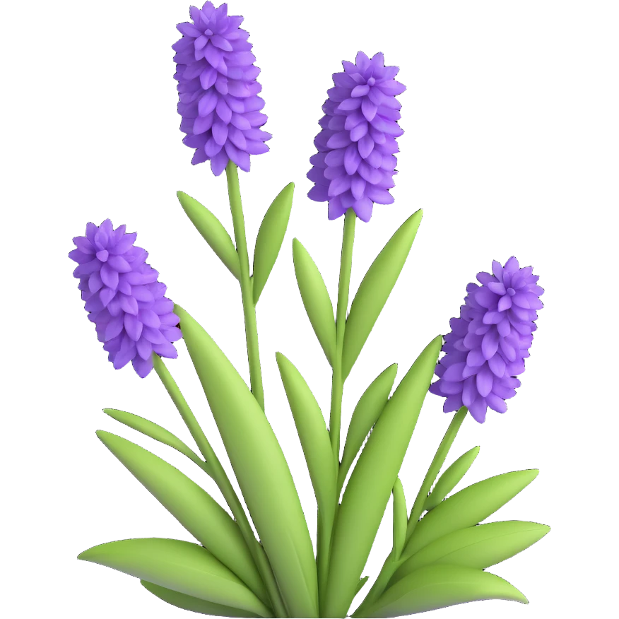 3D iOS style icon of woodland sage (Salvia nemorosa), showing upright purple flower stalks and textured green foliage, clean and modern look emoji