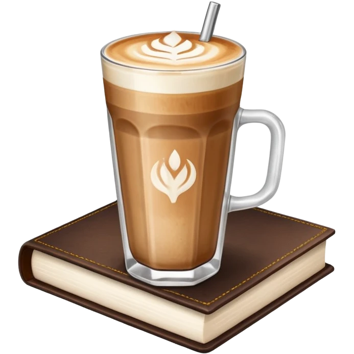 Ice latte and beautiful brown book emoji