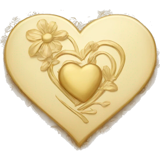 Golden heart with a floral pattern on it  emoji