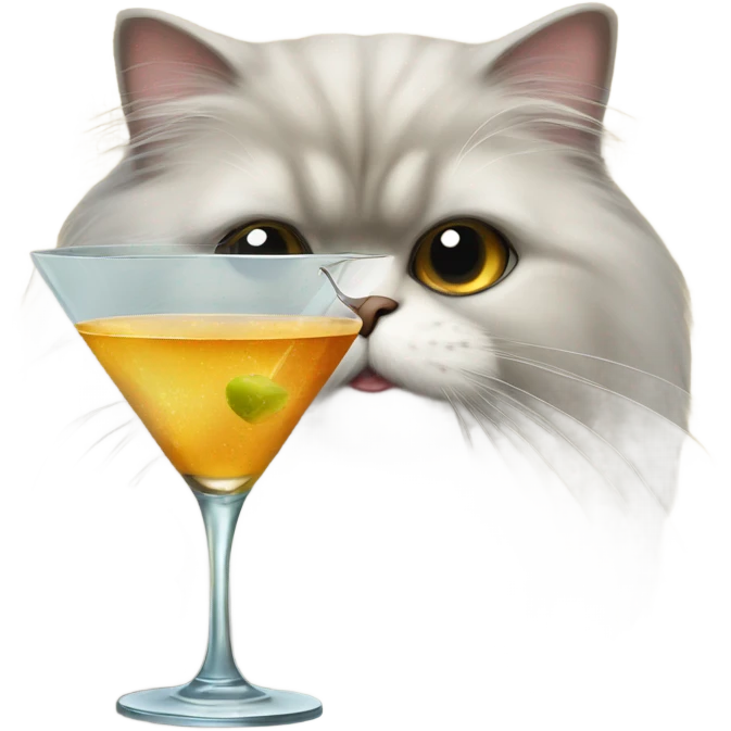 persian cat with a martini  emoji