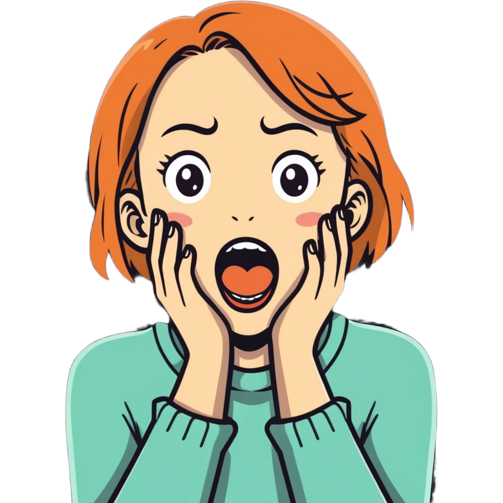 girl holding neck screaming emoji