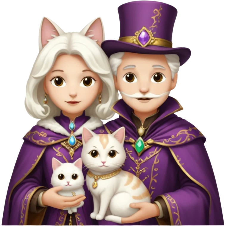 magician couple and their pet cat emoji
