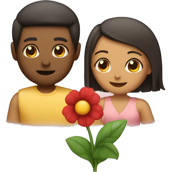 A men have a flower to his female friend  emoji