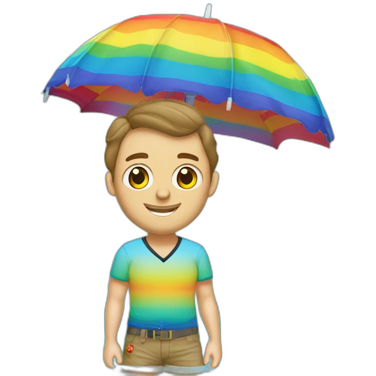 Jonathan Toews as beach bum under rainbow umbrella emoji