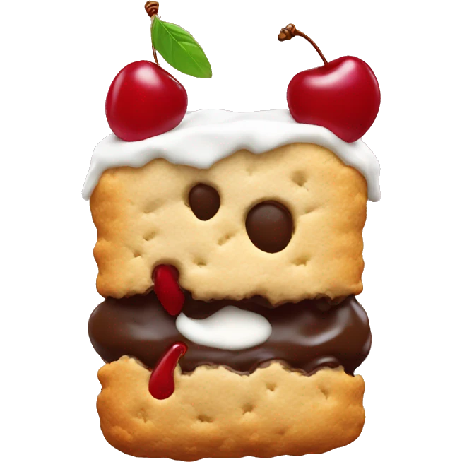 biscuit with icing and a cherry emoji