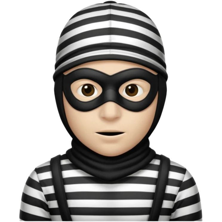 burglar with mask and black white clothes emoji
