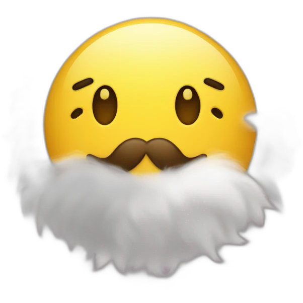 Yellow round face emoji with tongue out and fluffy mustache emoji