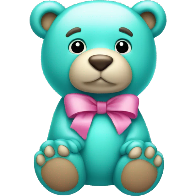 turquoise bear with pink bow emoji