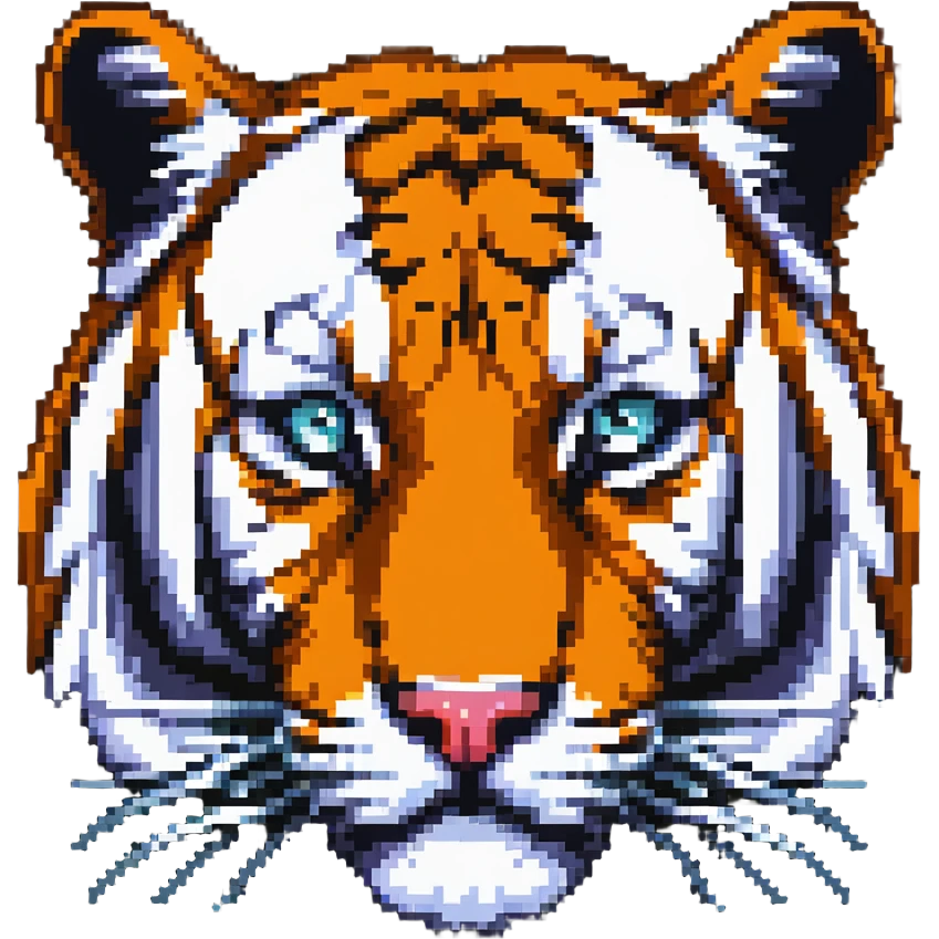 retro pixel art tiger face for Twitch emote emoji