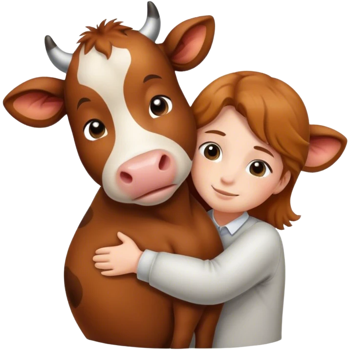 Hugging a cow emoji