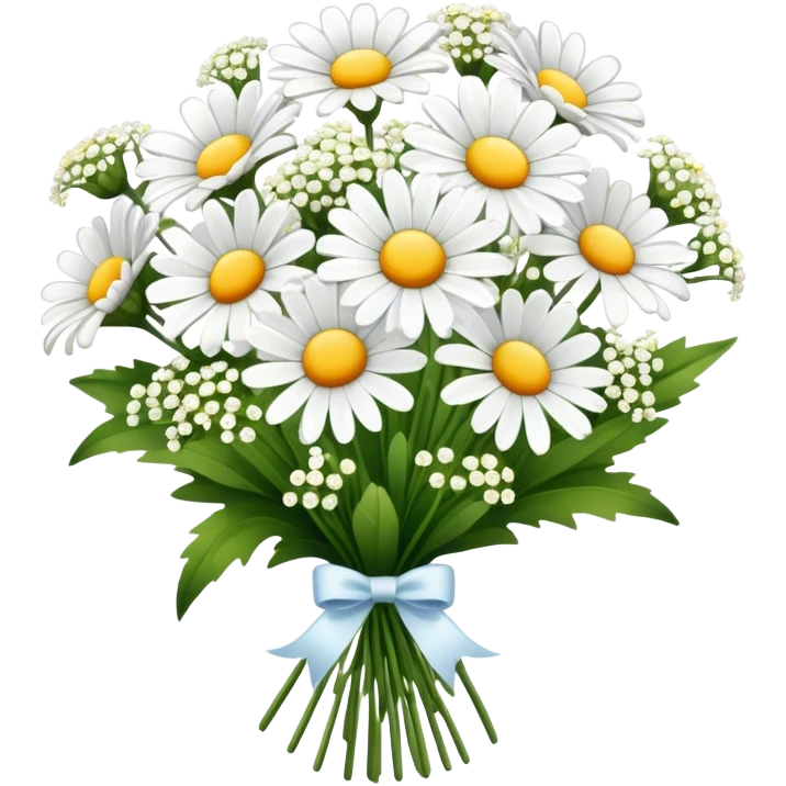daisy and babies breath bouquet  emoji