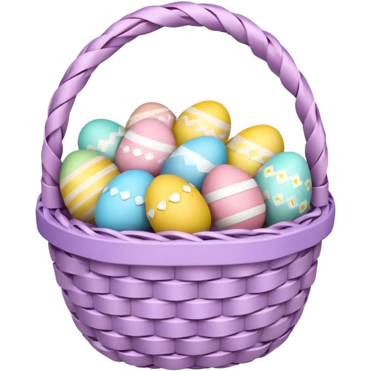 emojis.com 3d-emoji-of-a-colorful-easter-basket-filled-with-decorated-eggs,-pastel-ribbons,-and-a-woven-texture-in-glossy-emoji-style. emoji