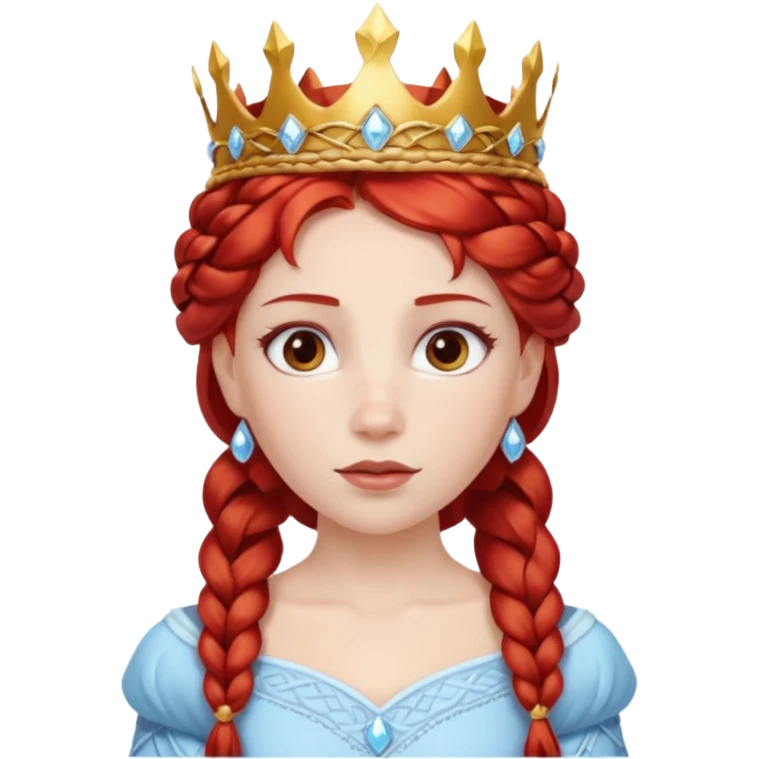 braided hair ice princess with red gold crown, red hair emoji
