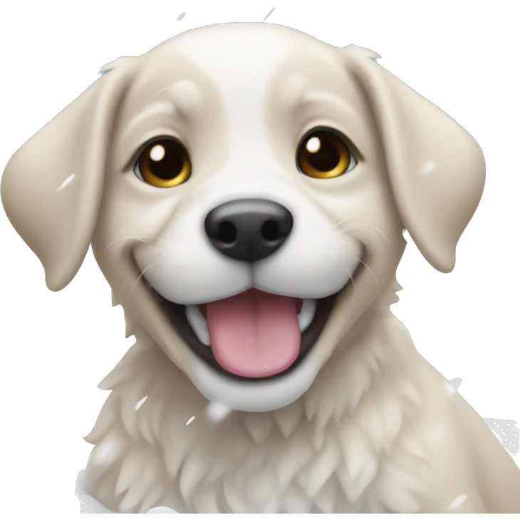 puppy playing in the snow emoji