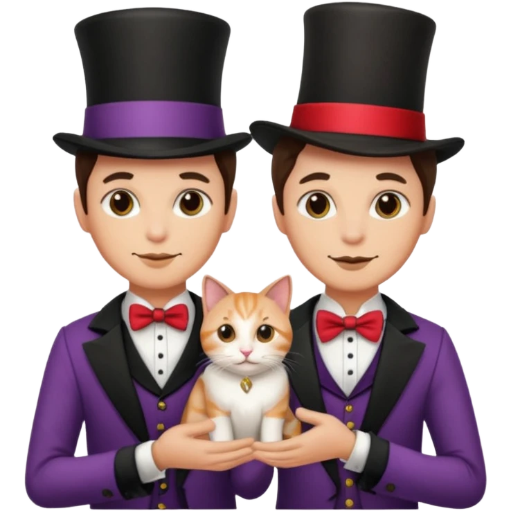magician couple and their pet cat emoji