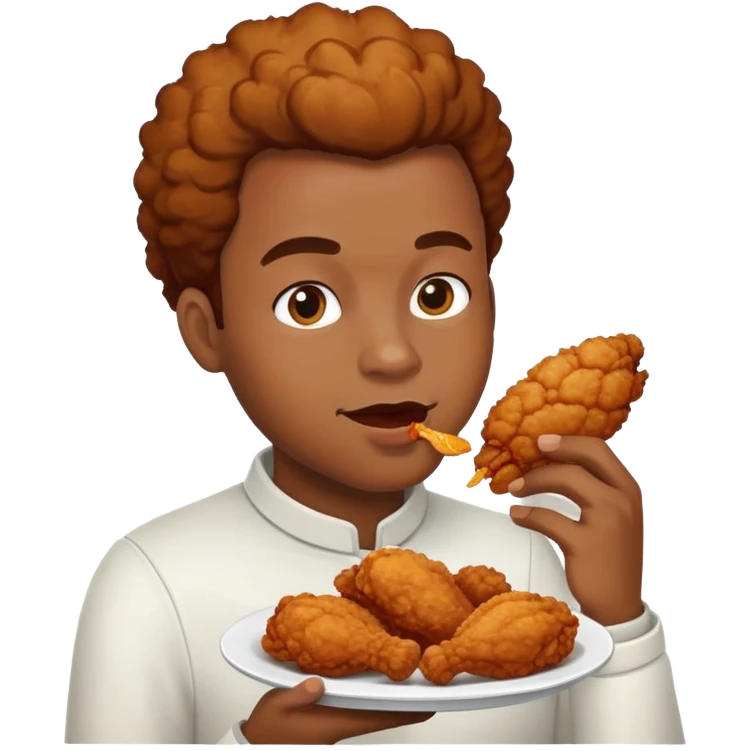 Black person eating fried chcilen emoji