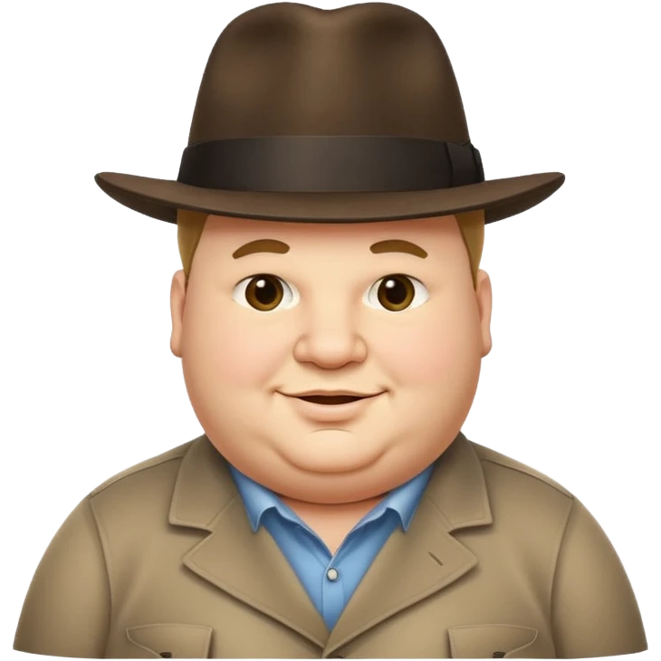 Fat guy tipping his fedora that’s in his head while smirking emoji
