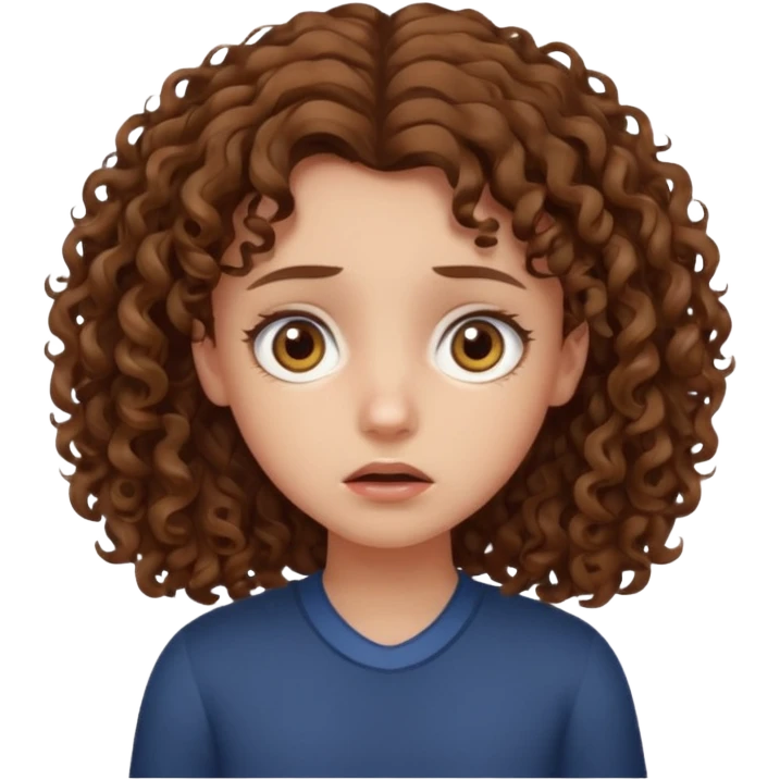 extreme worried face, curly hair girl,  emoji