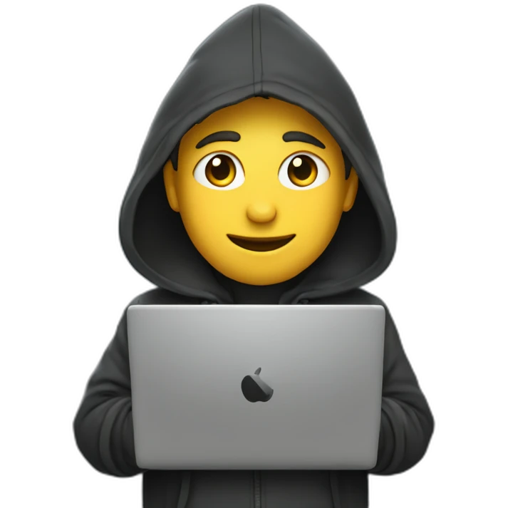 De bie Young man with a hood behind his laptop emoji