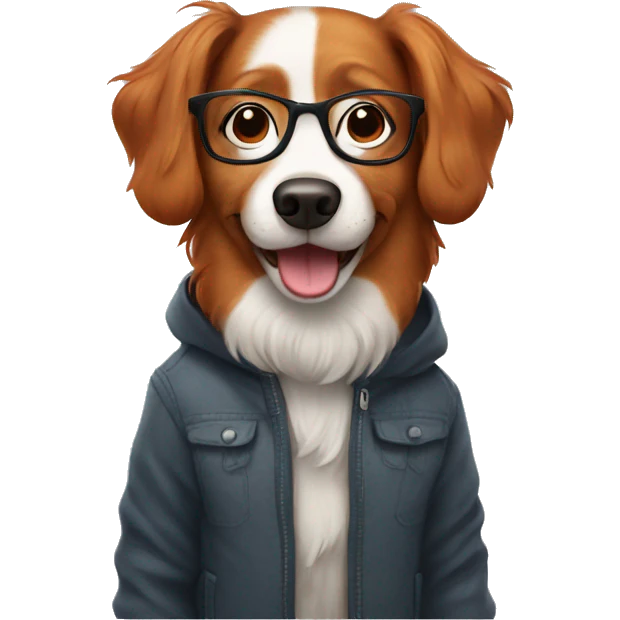 Dog character with red hair and glasses  emoji