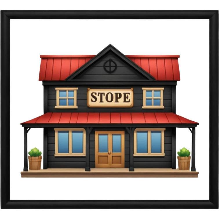 general store, classic small-town shop, wooden sign, inviting, simple emoji