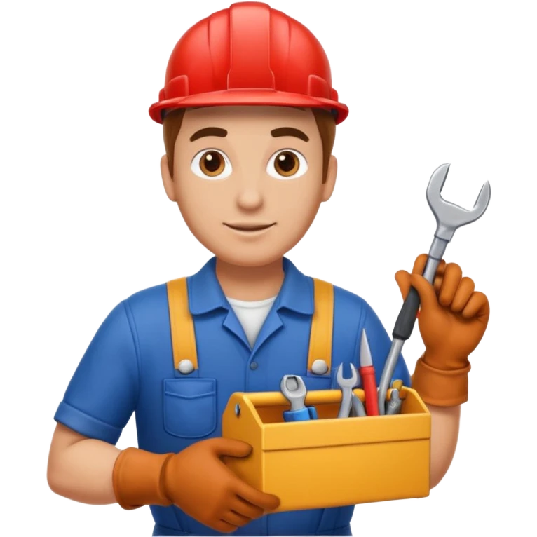 Plumber + toolbox + gloves, Repair Crew. emoji