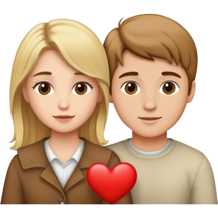 Brown hair boy and blonde girl in love emoji
