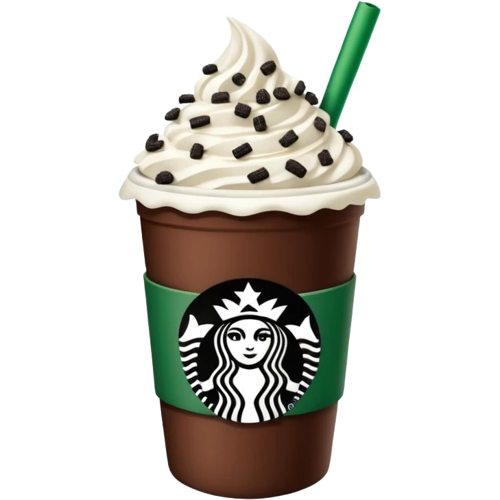  Starbucks hot cocoa with whipped cream and Oreo cookie crumbles in a green checkered to go Starbucks cup  emoji