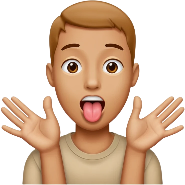 tounge out with hands moving to the side emoji