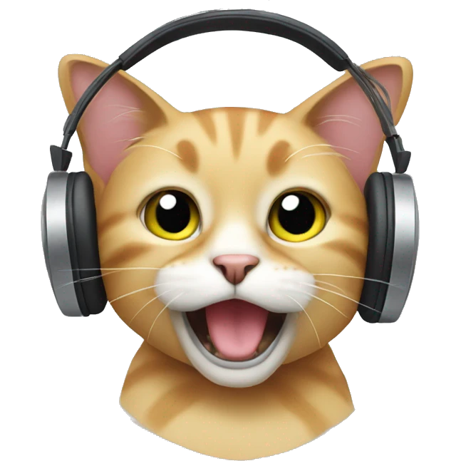 cat hearing music emoji