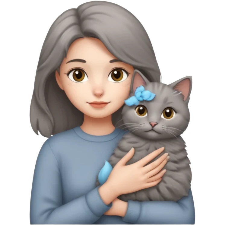 Wanita menggendong kucing emoji
