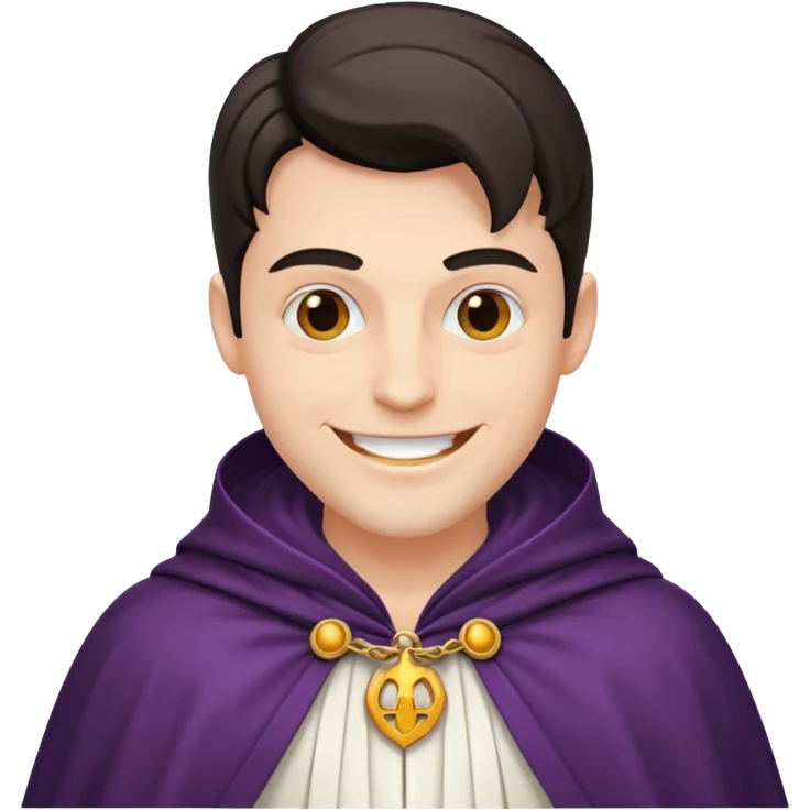 villain smiling with a white cloak , male emoji