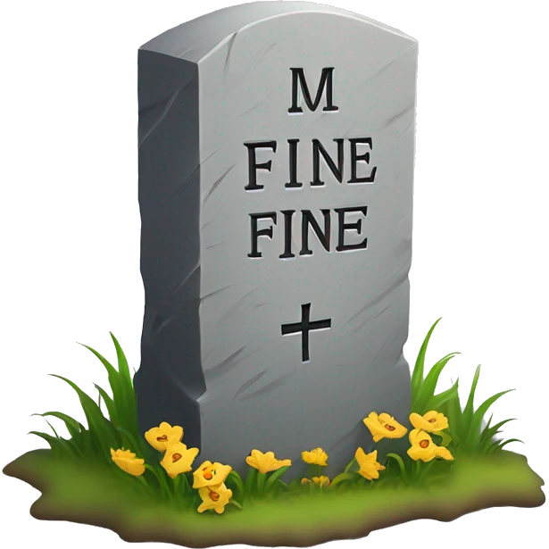 Gravestone with the words “I’m fine” written on it emoji